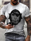 PIRATE GORILLA  PRINT MEN'S CASUAL T-SHIRT
