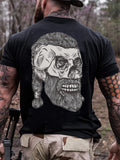 VIKING ABSTRACT HEAD PRINT MEN'S CASUAL T-SHIRT