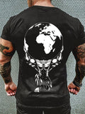 MUSCLE WARRIOR LIFTING EARTH PRINT MEN'S CASUAL T-SHIRT