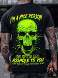 DARK BLACK SKULL PRINT MEN'S CASUAL T-SHIRT