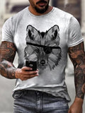 PIRATE WOLF PRINT MEN'S CASUAL T-SHIRT