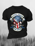 LIVE FREE OR DIE LETTER PRINTING MEN'S CASUAL T-SHIRT