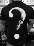 SKULL AND QUESTION MARK PRINT CASUAL MEN'S T-SHIRT