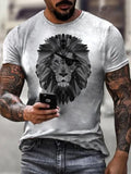 PIRATE LION PRINT MEN'S CASUAL T-SHIRT