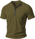 domirica Mens Half Zip Workout Shirts Summer Gym Fitness