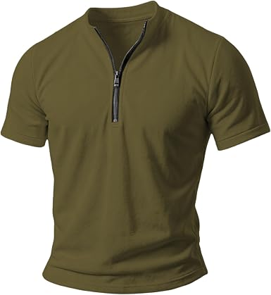 domirica Mens Half Zip Workout Shirts Summer Gym Fitness