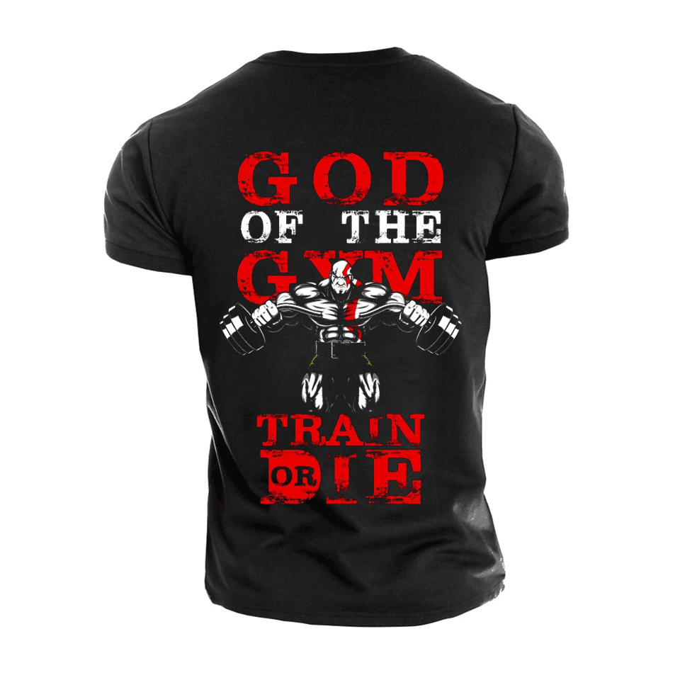 GYM GODS, TRAIN OR DIE PRINT MEN'S CASUAL T-SHIRT