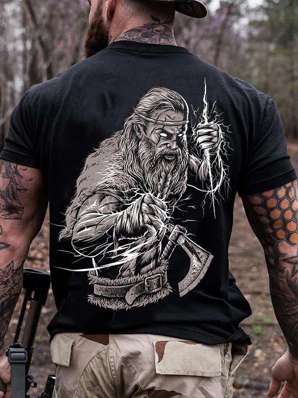 VIKING PORTRAIT PRINT MEN'S CASUAL T-SHIRT