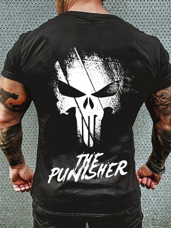 PUNISHER DARK SKULL PRINT MEN'S CASUAL T-SHIRT