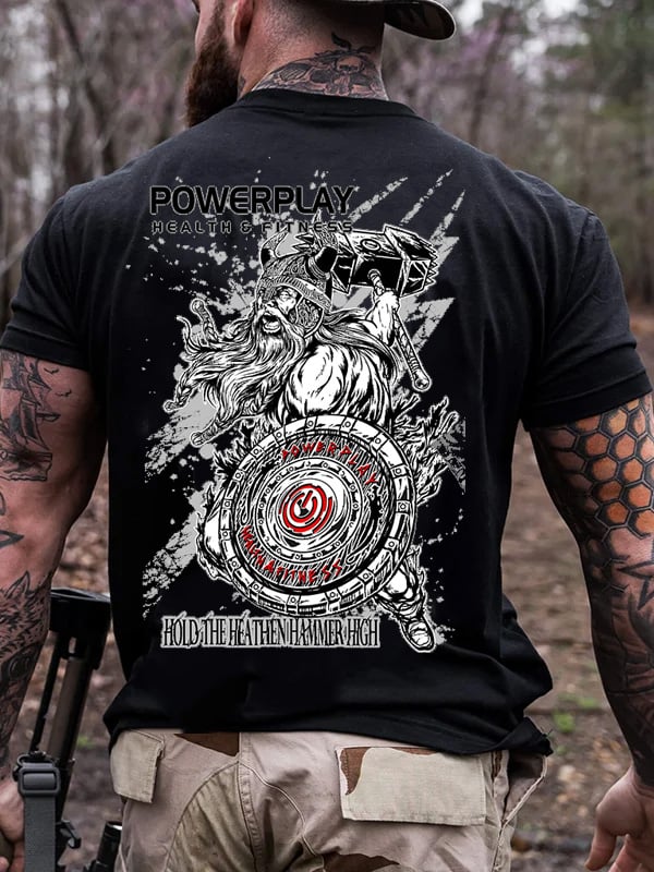 VIKING BERSERKER PRINT MEN'S CASUAL T-SHIRT