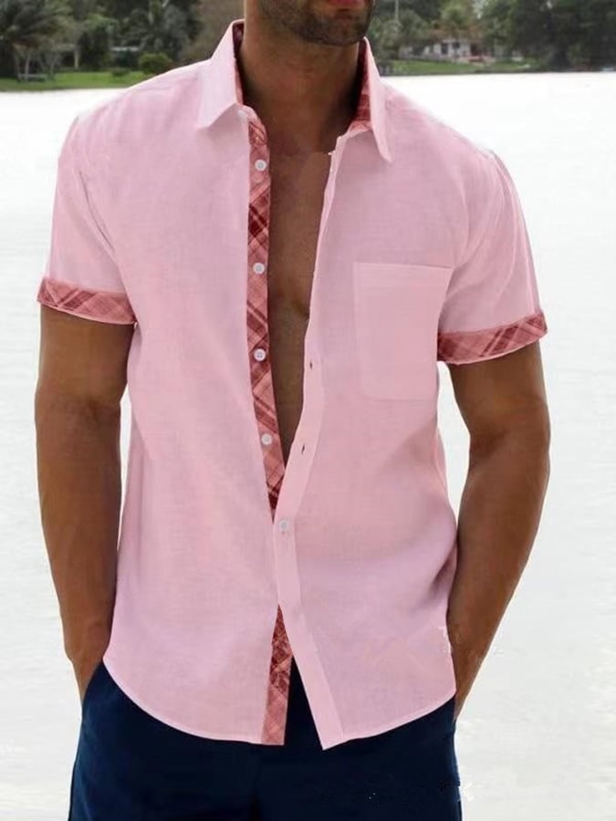 Checked Colorblock Casual Shirt