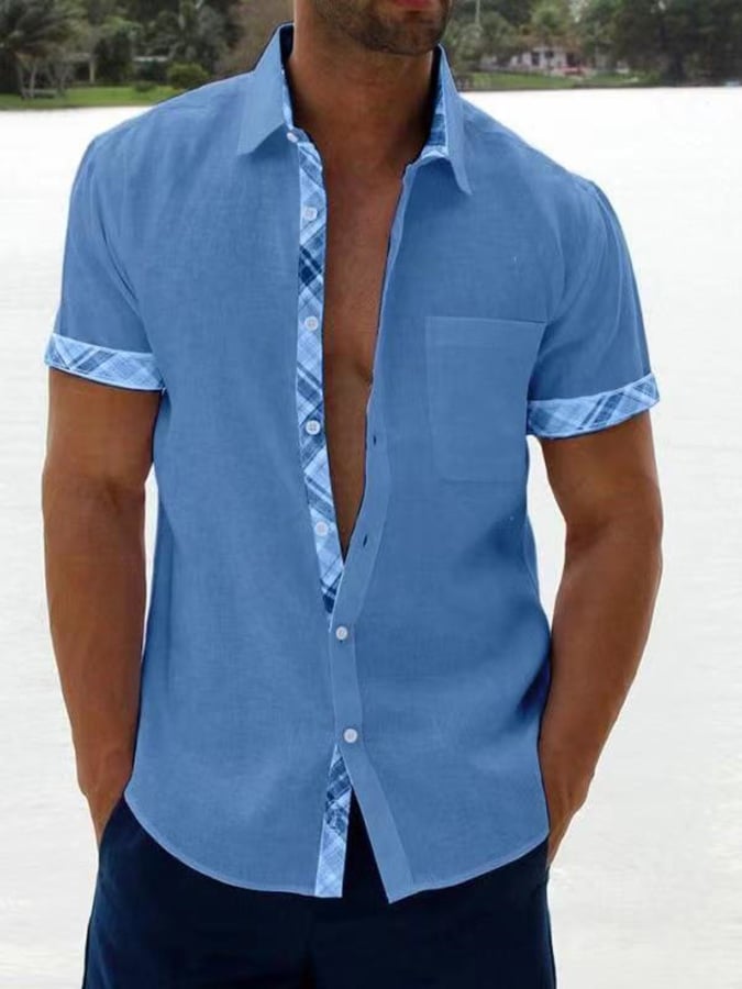 Checked Colorblock Casual Shirt