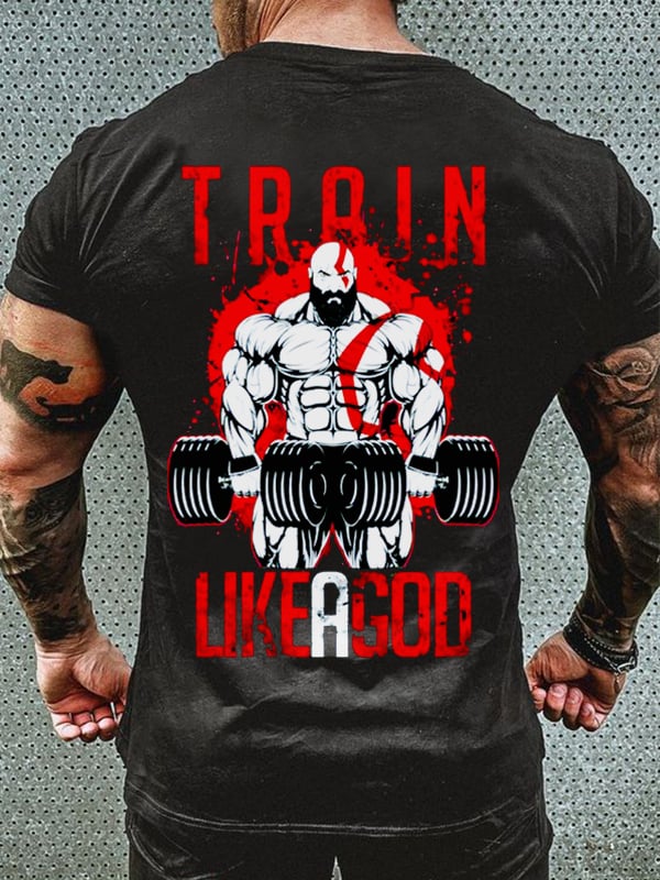 MUSCLE MAN FITNESS PRINT MEN'S CASUAL T-SHIRT