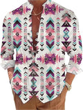 domirica Mens Long Sleeve Shirt Floral Button Down Collared Loose Fit