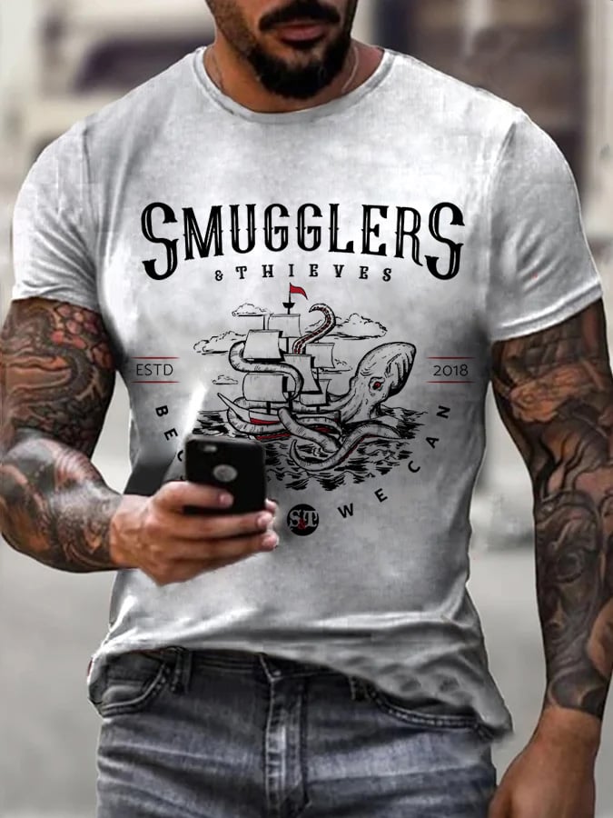 OCTOPUS PRINT MEN'S CASUAL T-SHIRT