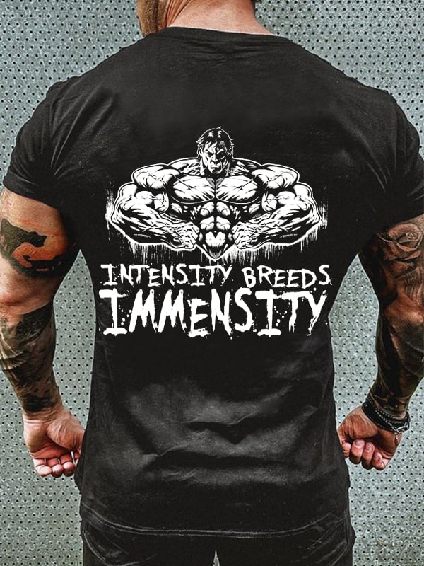FITNESS STRENGTH BREED MUSCLE PRINT MEN'S CASUAL T-SHIRT