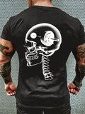 SKULL AND DUMBBELL PRINT MEN'S CASUAL T-SHIRT