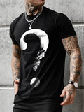 SKULL AND QUESTION MARK PRINT CASUAL MEN'S T-SHIRT