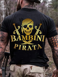 PIRATE SKULL PRINT MEN'S CASUAL T-SHIRT