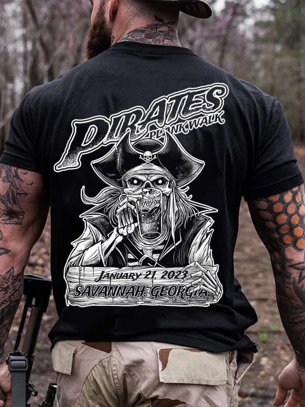 PIRATE CAPTAIN PRINT MEN'S CASUAL T-SHIRT