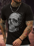 RETRO SKULL PRINT MEN'S CASUAL SHORT-SLEEVED T-SHIRT
