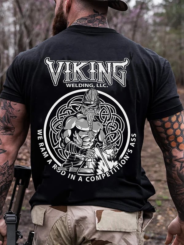 VIKING WARRIOR PRINT MEN'S CASUAL T-SHIRT