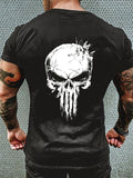 DARK SKULL PRINT MEN'S CASUAL T-SHIRT